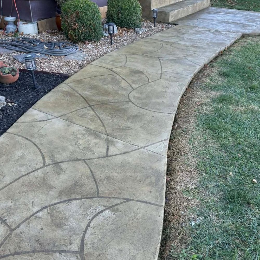 Stamped concrete patio and pathway exterior Kansas City MO